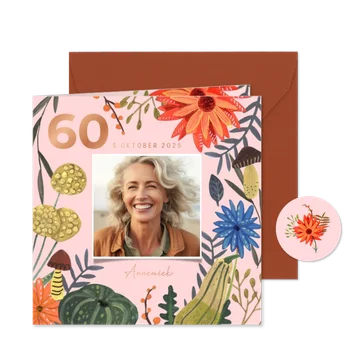 Uitnodiging feestje herfst bloemen